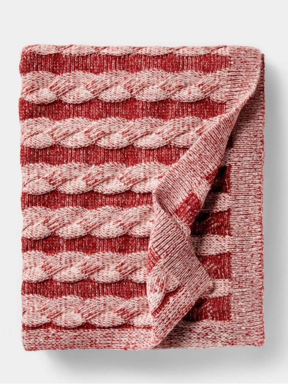 Threshold Braided Cable-Knit Throw in Red and Cream